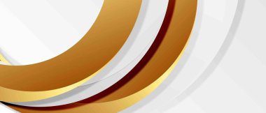 Gerçekçi çizgi dalgası geometrik çember şekilli modern minimal ve temiz beyaz altın arkaplan 