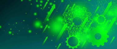 Soyut arkaplanda okları olan dişli çark