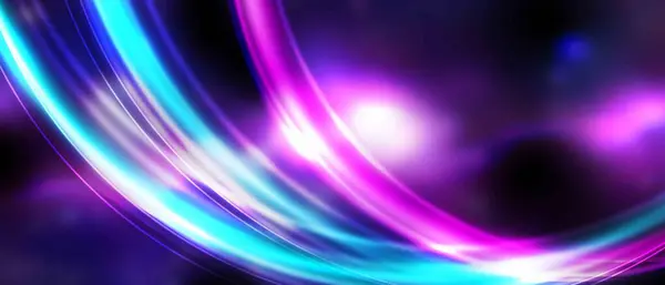 Lacivert soyut arkaplan ultraviyole neon ışıltısı, bulanık ışık çizgileri, dalgalar