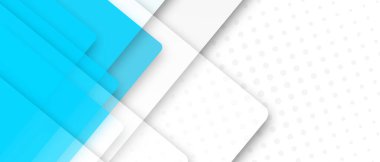 geometrik şekil ve beyaz boşluğa sahip soyut mavi arkaplan