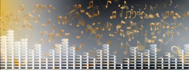 Gri ve altın soyut lüks müzik arka planı