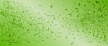 Minimalist grungy rastgele karalama vuruşları ve yeşil arka planda müzik notaları