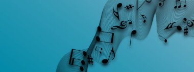 Anahtar notalarla birlikte müzik afişi