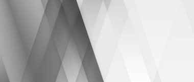 Geometrik şekilli beyaz ve gri soyut geniş pankart tasarımı