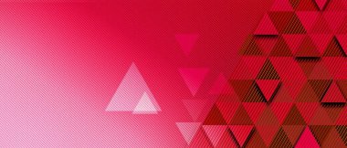 Kırmızı arkaplanda soyut çizgiler ve üçgen desen teknolojisi