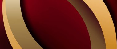 Zarif koyu kırmızı arka plan, altın şekiller parlak örtüşen katman.