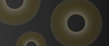 Siyah tasarım arka planında soyut altın çizgisi