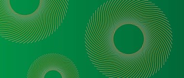 Yeşil tasarım arka planında soyut altın çizgisi