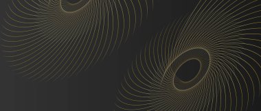 Siyah tasarım arka planında soyut altın çizgisi