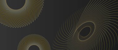 Siyah tasarım arka planında soyut altın çizgisi