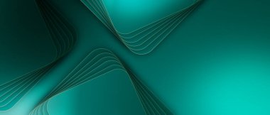 Soyut yeşil geometrik şekil parlak çizgilerle kaplanmış katman arkaplanı