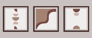 Boho takımı. Yüzyılın ortalarında modern illüstrasyon: poster, boho duvar dekoru, düz tasarım, minimal sanat