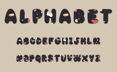 Süslü terrazzo desenli vektör alfabesi.