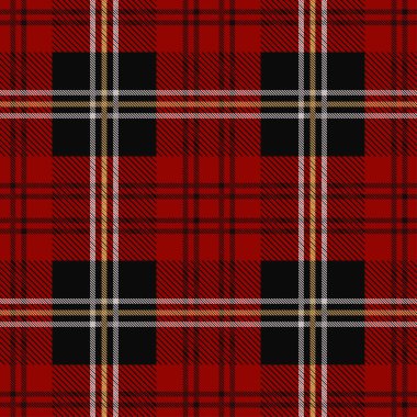 Noel kareli siyah ve kırmızı ekoseli desensiz