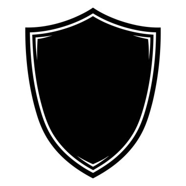 Beyaz çizgili siyah bir kalkan ve kalın siyah bir sınır beyaz bir zemin üzerine kuruludur. Bu bir vektör grafik ve basit bir tasarım..