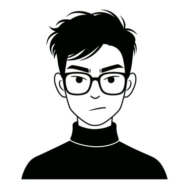 Genç Asyalı erkek avatar karakter vektör çizimi tasarımı
