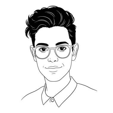 Gözlüklü adam Avatar karakter vektör çizim grafik tasarımı
