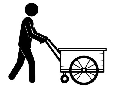 El arabası süren bir adam, siyah siluet.