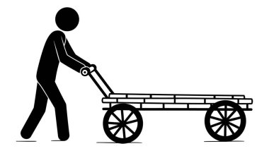 El arabası silueti olan bir adam.