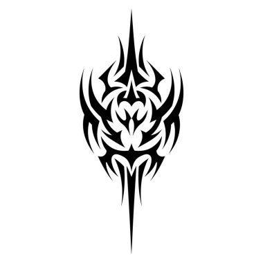 Büyüleyici bir kabile dövmesi tasarımı, siyah beyaz vektör çizimi, dekoratif unsurları olan soyut sanat