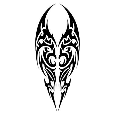 Siyah beyaz bir kabile dövmesi. Vücut sanatı veya grafik tasarım projeleri için mükemmel. Soyut ve benzersiz. 108