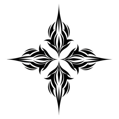 Bir kabile haçı dövmesi tasarımı elementinin siyah ve beyaz vektör görüntüsü grafik sanatsal desenli dekoratif şekil süsü