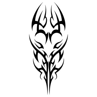 Bu çarpıcı kabile dövme tasarımını araştırın, siyah beyaz vektör grafik çizimi, şablon fikirleri için mükemmel.