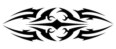 Büyüleyici bir kabile dövmesi tasarımı, karmaşık bir vektör grafik süsü, simetrik desenli dekoratif sanat çizimi