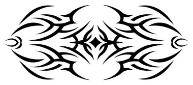 Bu simetrik kabile dövme tasarımını keşfetmek, çarpıcı siyah beyaz desen vücut sanatı ve dekorasyonu için mükemmeldir.