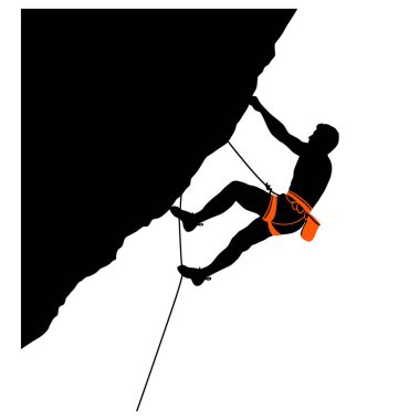 Bir dağa tırmanan bir dağcının silüeti, dayanıklılık, macera ve sporun meydan okuması.