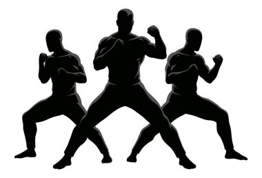 Siluet Dövüş Sanatları Üç Rakam Dövüş Duruşmasında Savaşıyor