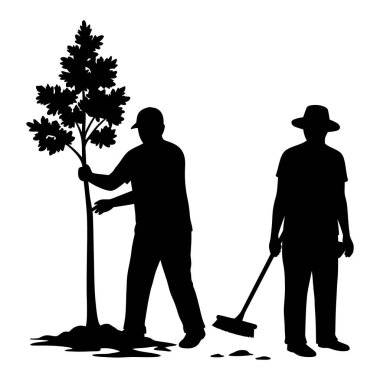 Siluet Topluluğu Gönüllüleri Birlikte Çalışıyor Yerleştirme ve Temizleme Ortamı