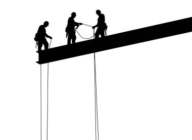 Siluet İnşaat İşçileri Büyük Yükseklikte Çalışıyor