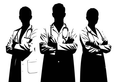 Siluet Tıbbi Profesyonel Doktorlar Ekip Sağlık Sağlayıcıları Profesyonel olarak Birlikte Çalışıyor