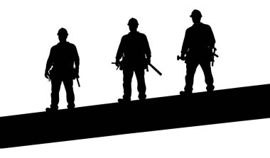 Beyaz Arkaplana Karşı Işınlanan Yapıcıların Siluet Görünümü