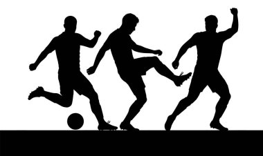 Aksiyon Futbolcuları Silueti Topa Farklı Tekmeler Gösteriyor