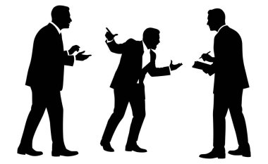 Tartışma Elleri Olan Çelişkili İş Adamlarının Silueti