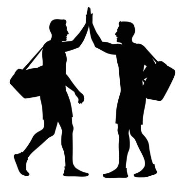 Siluet İki Sporcu Çak Bir Beşlikle Zaferi Kutluyor