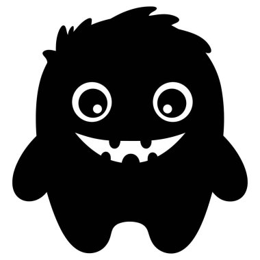 Çeşitli Amaçlar İçin Basit Dostça Siyah Siluet Canavar Çizimi