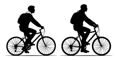 Beyaz Arkaplan Karşısında Siluette Birlikte Bisiklet Süren İki Kişi