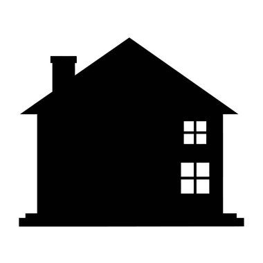 Penceresi ve bacası olan basit bir evin silueti.
