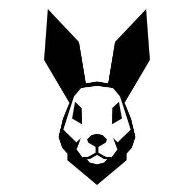 Geometrik Tavşan Baş Logosu Minimalizm Sanatı Çalışması