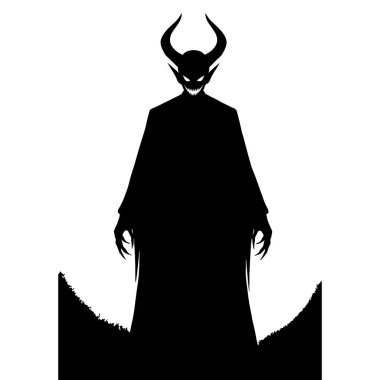 Boynuzlu Şeytani Varlığın Ürkütücü Gölgeli Silueti