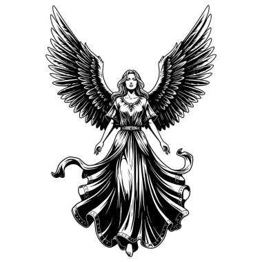 Geleneksel Çizim Özellikleriyle Detaylı Melek Kanatları Çizimi