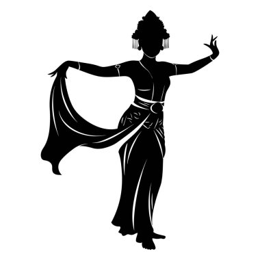 Endonezya 'da Geleneksel Dansçının Silueti