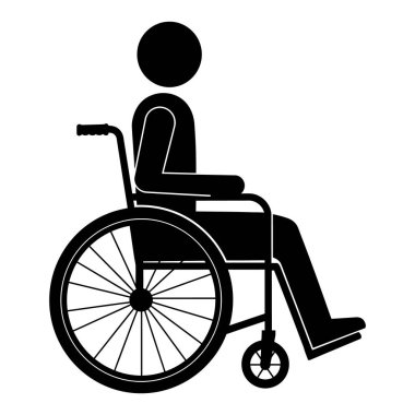 Tekerlekli sandalyedeki kişi Beyaz Arkaplan Grafik Resminde tecrit edildi