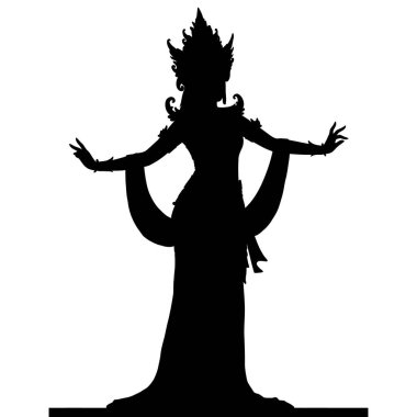 Geleneksel Endonezyalı Güzel Süslü Kadın Dansçının Silueti