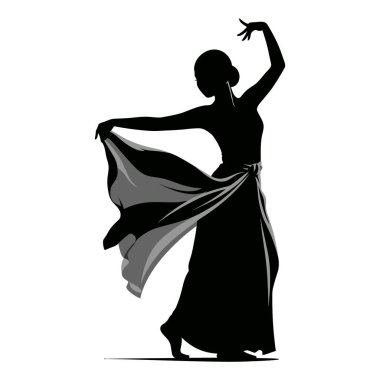 Geleneksel Giysilerle Dans Eden Kadın Silueti Zarif Hareketi