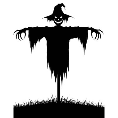 Ürkütücü Korkuluk Silueti Temiz Beyaz Arkaplan Karşısında