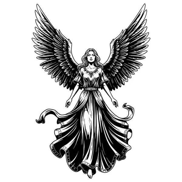 Geleneksel Çizim Özellikleriyle Detaylı Melek Kanatları Çizimi